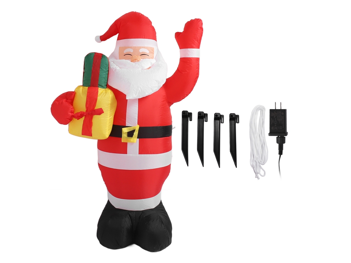 Laxiscreed Piscas Inflável De Natal Com Luz Santa De 1,5m Para Jardim E Festa, Plug Eua 100-240v