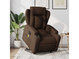 Vidaxl Poltrona Elétrica Elevatória Massagens Tecido Castanho