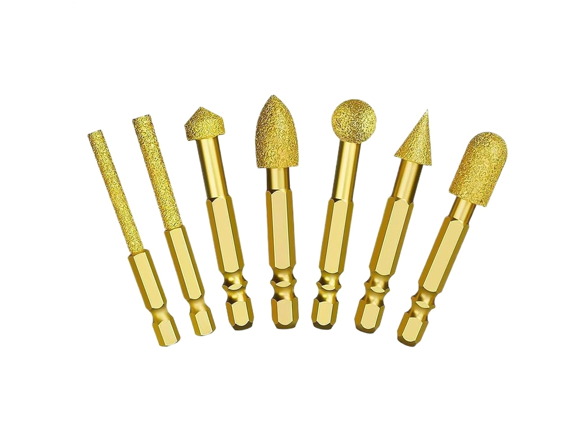 Conjunto De 7 Peças Acessórios Metal Duro Com Encaixe Hexagonal.