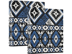 Adesivo redondo azul de 3,8 cm, pacote com 1,5 unidades, estilo étnico abstrato e saquinhos internos.