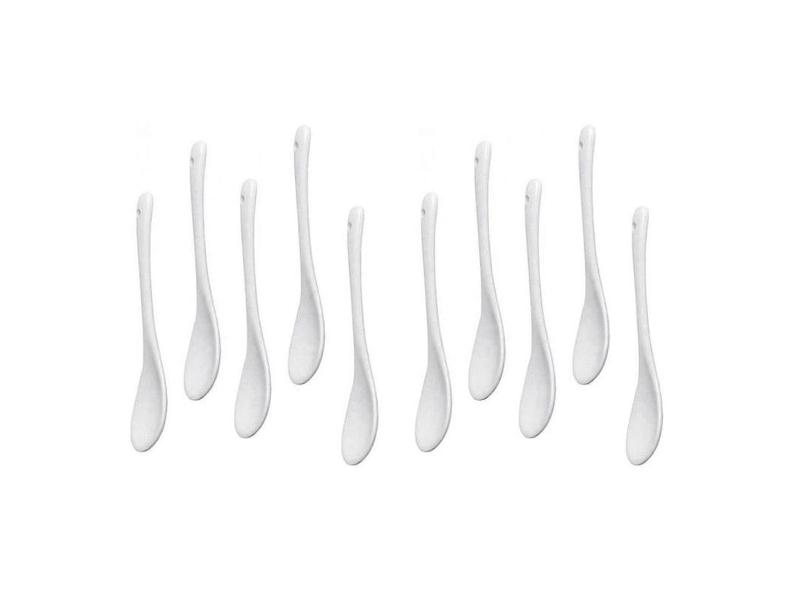 Colheres de Porcelana Branca, 13x2.5cm, para Ovos, Café, Sobremesas