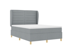 Conjunto 1 Cama Box Vidaxl Cinzento-claro Tecido (190 X 140 Cm)