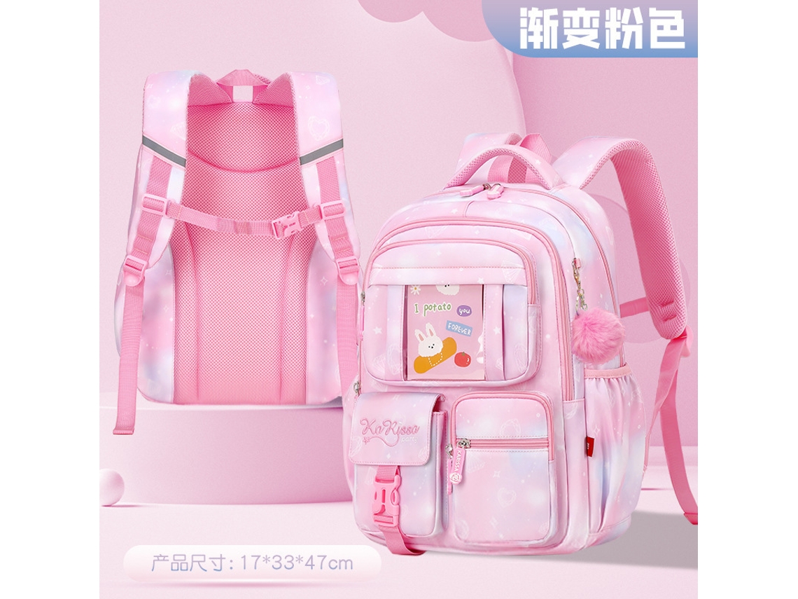 Mochila Escolar Leve E Com Grande Capacidade1433 Rosa Tamanho Grande