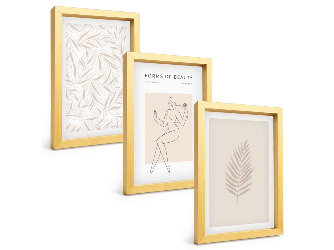 Composição De Quadros Motivos Botânicos Minimalistas Espelharte (3 Peças 20x30 Cm)