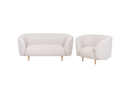 Conjunto De Sala De Estar Beliani Loen De Tela Beige 155x70x79