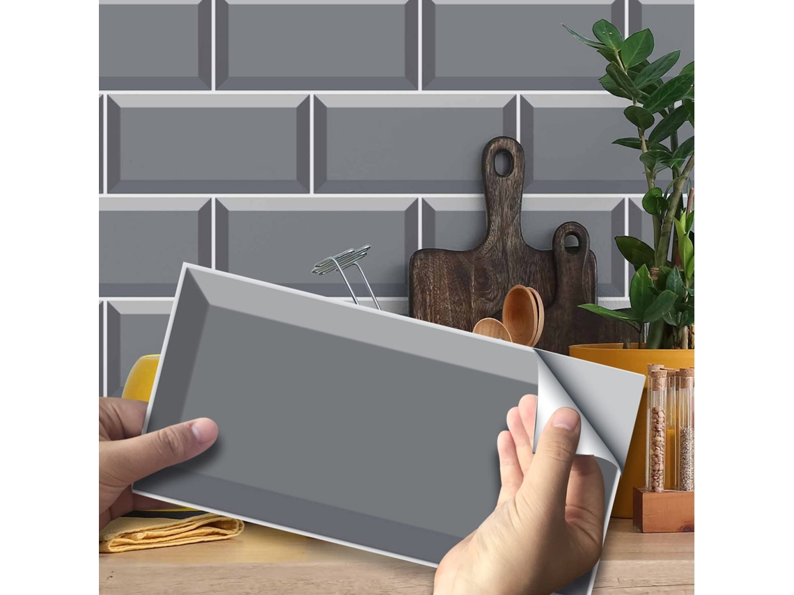 Lurelia Azulejo Adesivo Cozinha Pvc Autoadesivo Impermeável Removível Cinzento 27 Peças 20x10 Cm