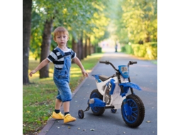 Moto Elétrica Autonomia 45min Com Rodas Estabilizadoras A Partir Dos 3 Anos Azul/branco 106,5×51,5×68cm