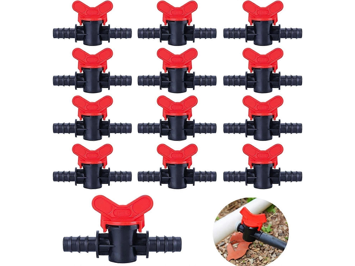20 Válvulas de Cierre para Riego por Goteo, 16mm, Válvulas Rectas | S/MARCA