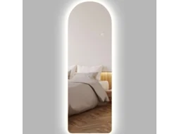 Espelho De Parede Arqueado 120x40 Cm Com Led, Brilho Variável E 3 Tons De Iluminação, Modelo Transparente.