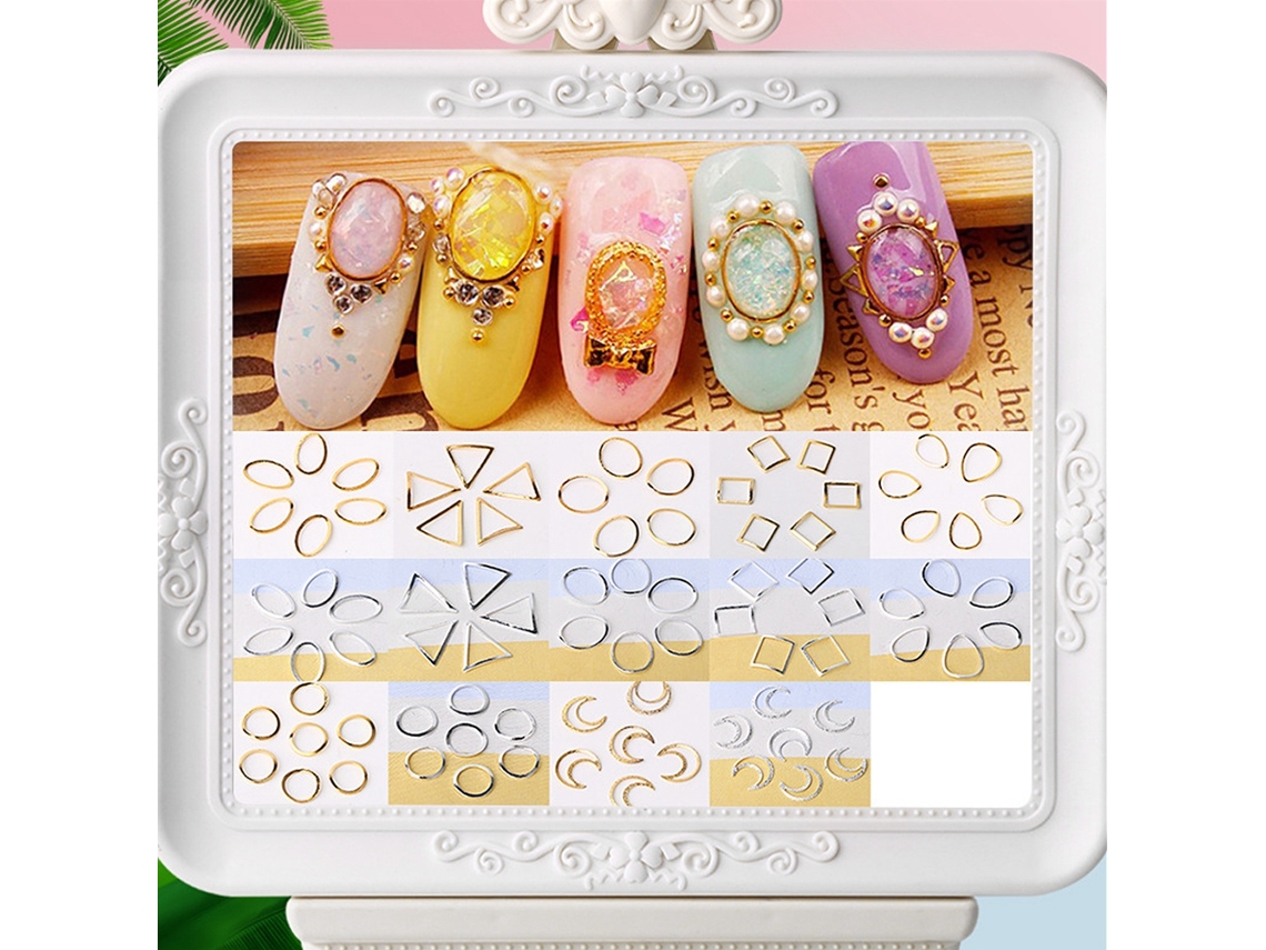 500pcs/saco Decoração De Unhas Patch De Metal Redondo Com Furos Para Manicure(13)