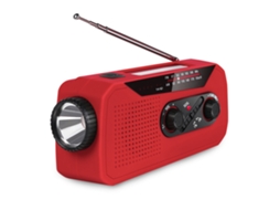 Rádio Portátil com Manivela e Energia Solar, Vermelho AQUAFORGE