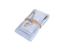 Coppia Asciugamano Fazzini In Spugna 550gr/mq Di Puro Cotone Blue Fog