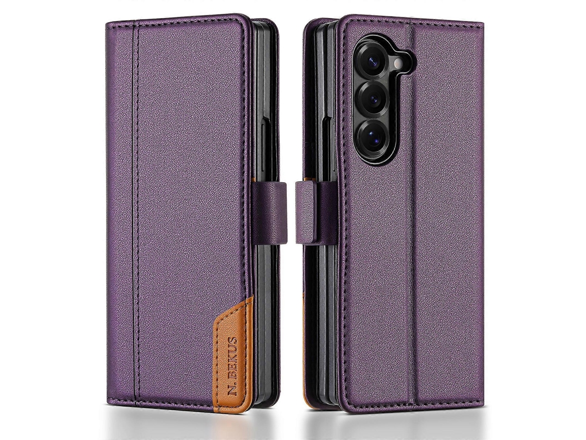 Capa Tipo Carteira De Couro Pu Com Bloqueio Rfid Para Samsung Galaxy Z Fold6 5g Tkdaddy N.bekus, Roxa