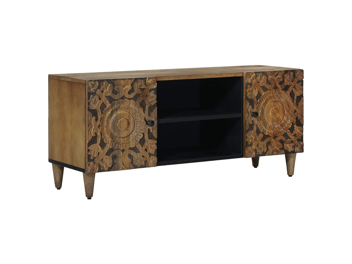 Conjunto 1 Suporte Para Tv Vidaxl Castanho Madeira De Mangueira Maciça (105 X 33,5 X 46 Cm)