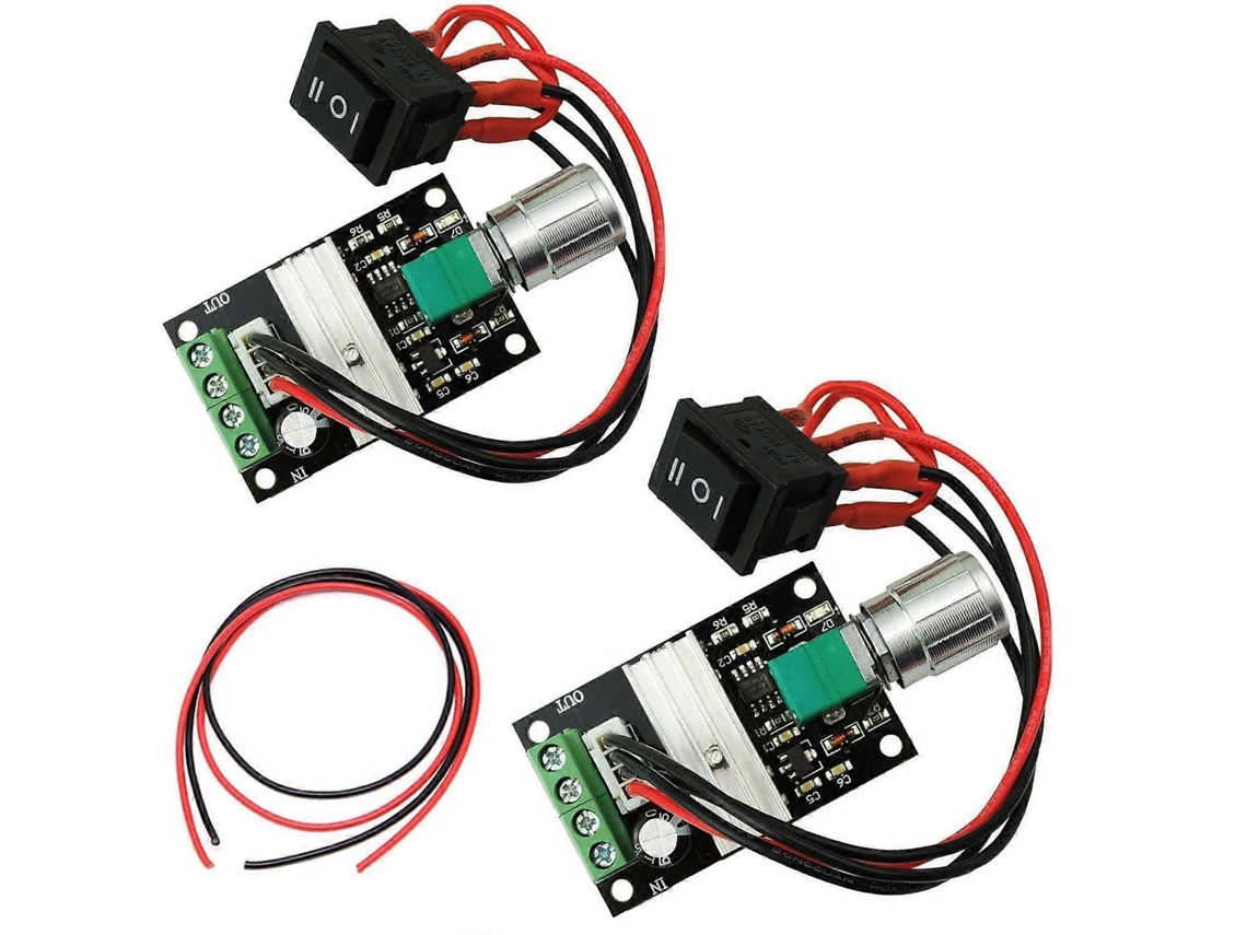 Controlador de velocidade contínua para motor (2 unidades), 3A 6V 24V 12V, controlador de motor reversível PWM 3A com botão de controle de reversão positiva.