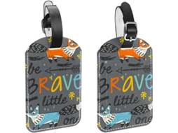 Kit Com 2-etiquetas De Identificação Bagagem Viagem Be Brave Foxes Evitar A Perda Malas E Bolsas
