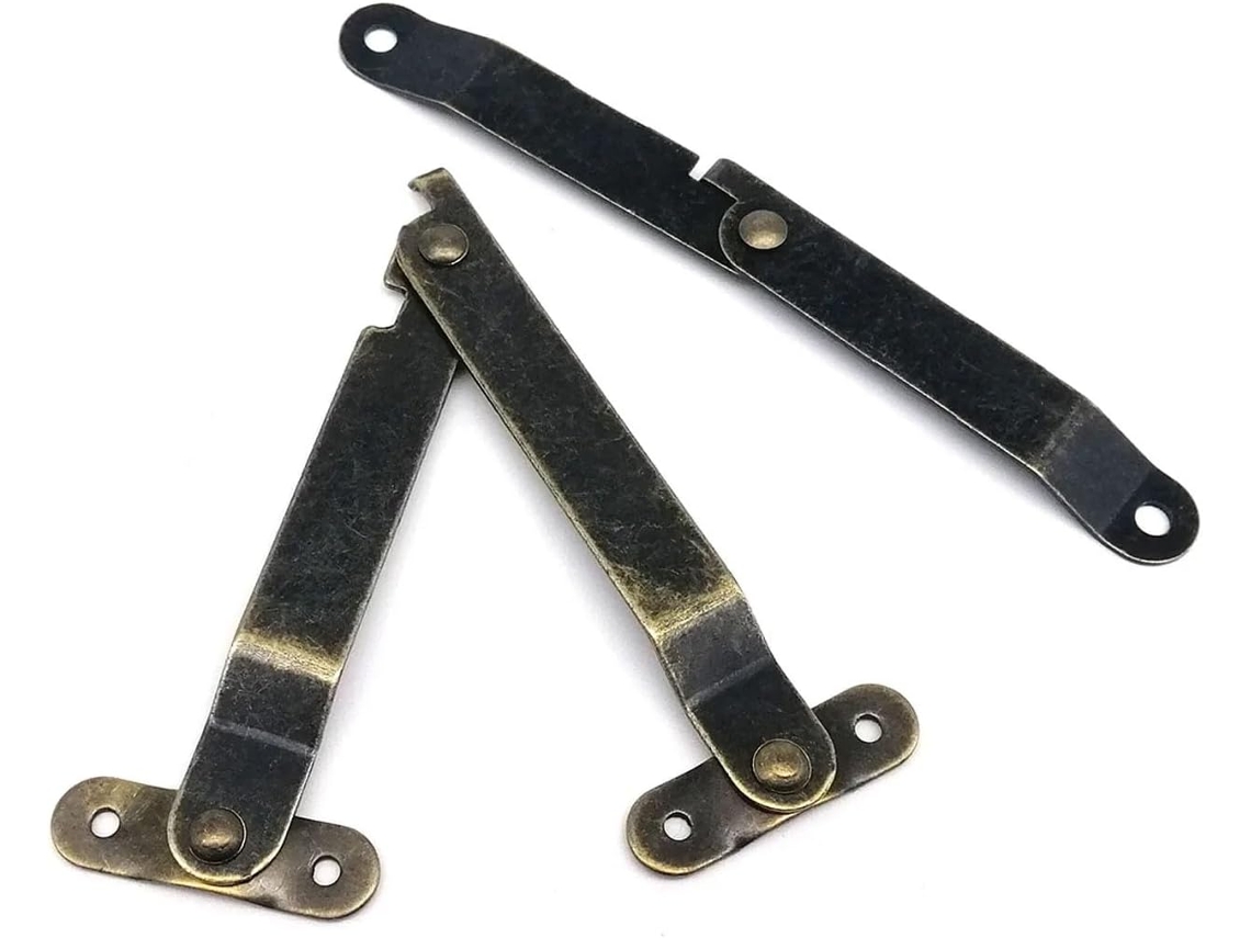 Dobradiça De Suporte Superior Para Tampa Caixa Joias Em Latão Bronze, 5 Peças Formato B, 61x11mm
