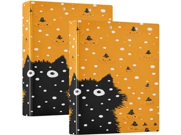 Pasta Divertida Com Estampa De Lobo Na Neve Abóbora 3, 8cm, 3 Argolas Com Prancheta, Pacote Com 1 2 Pasta Estética, 200 Folhas