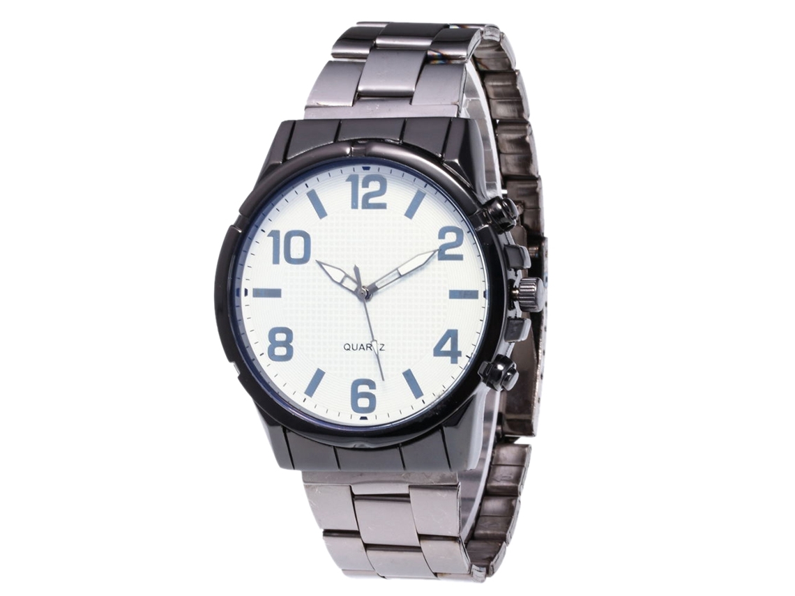 Relógio masculino Zhoulianfa de quartzo com pulseira de aço, mostrador grande e estilo casual.
