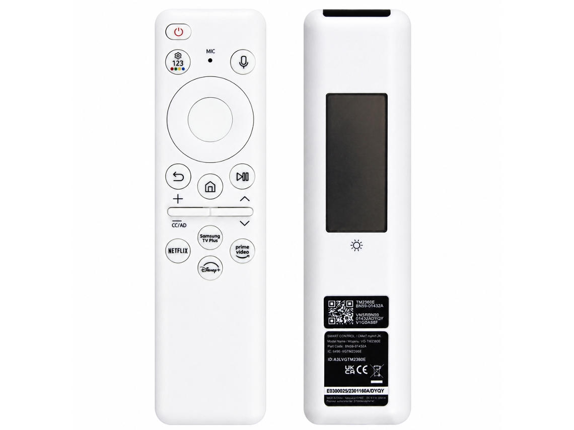 Comando À Distância Solar Com Controlo Por Voz Branco Para Tv Samsung, Compatível Bn59-01432a