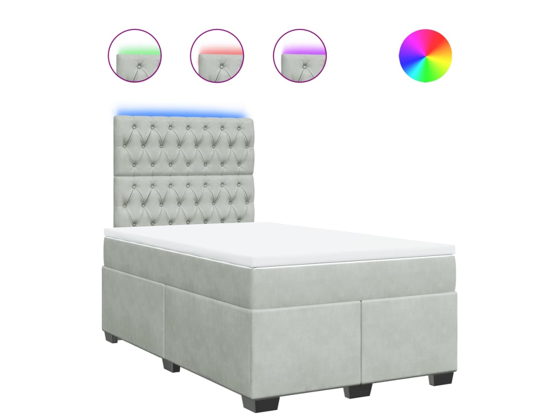 Cama Boxspring com Colchão 120x190 cm Veludo Cinzento Claro MAISON EXCLUSIVE