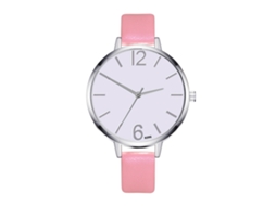 Relógio de Negócio Feminino Zhoulianfa de Couro Simples Estilo Coreano Rosa