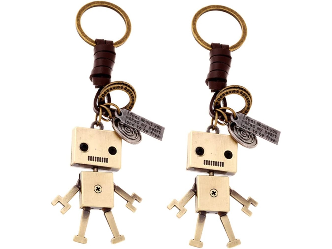 Conjunto De 2 Porta-chaves Retrô Com Pingente E Cordão
