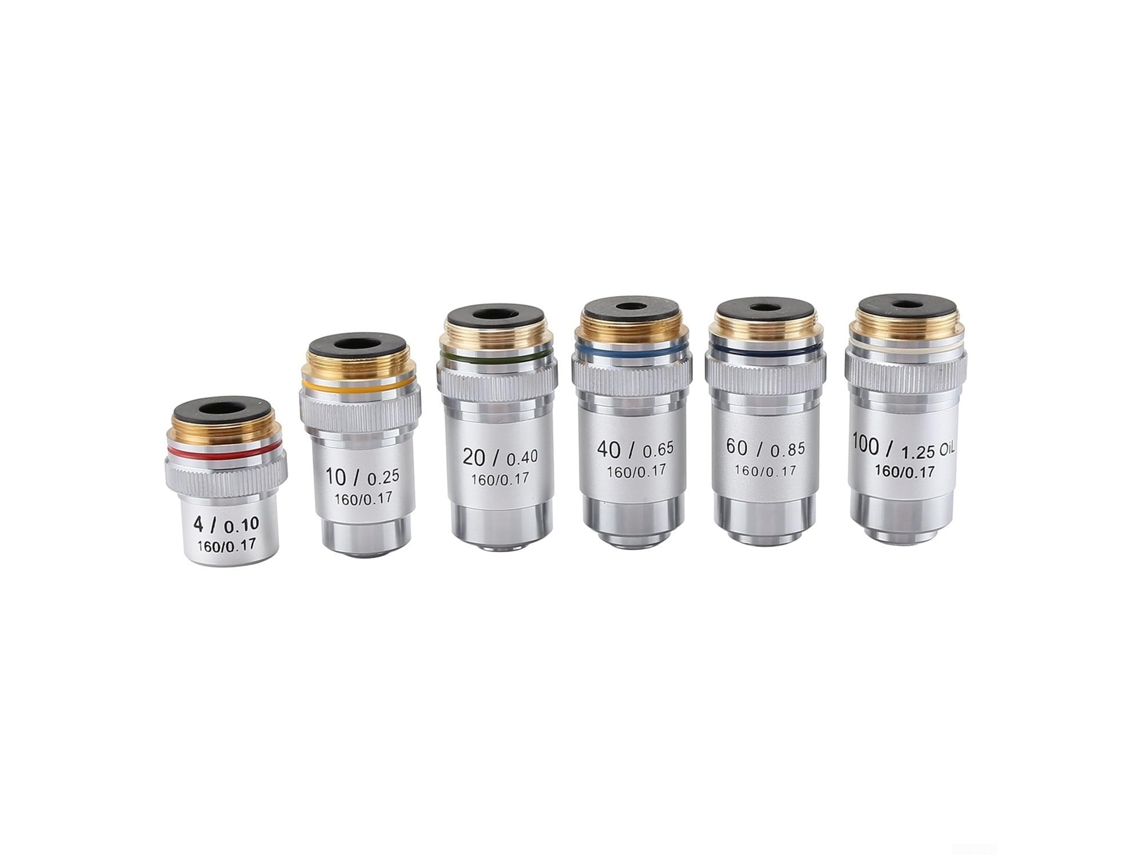 Conjunto De Objetivas Acromáticas Yuanpgky Para Microscópio (4x/20x/40x/60x/100x, Rms 20,2 Mm,