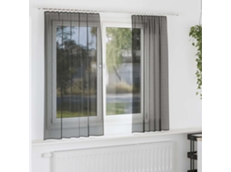 Vidaxl Cortinas De Voile Com Bolsos Para Varão 2 Pcs Preto