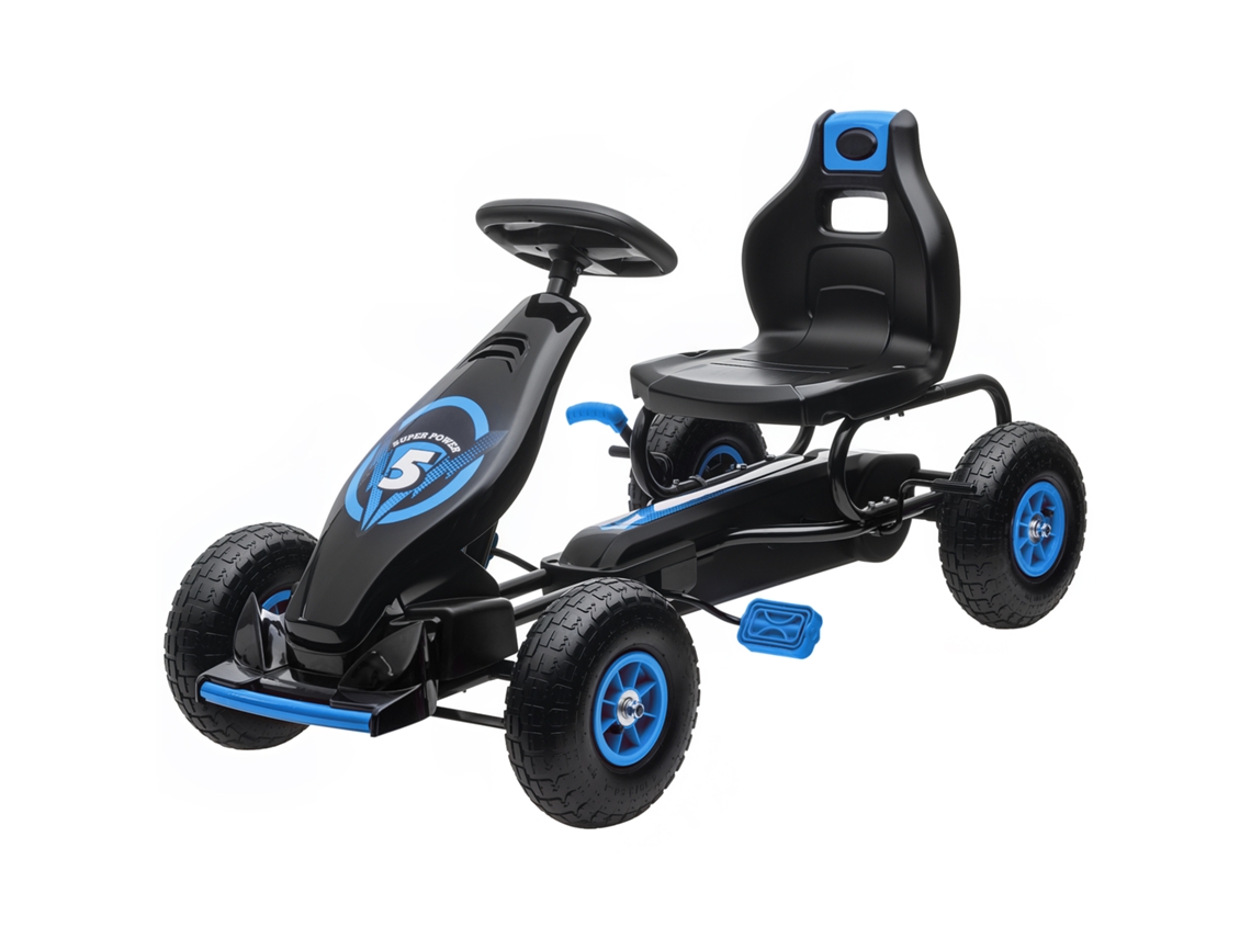 Kart a Pedal Infantil Banco Ajustável 3 Posições, Freio de Mão, Azul/preto (5 12 Anos)