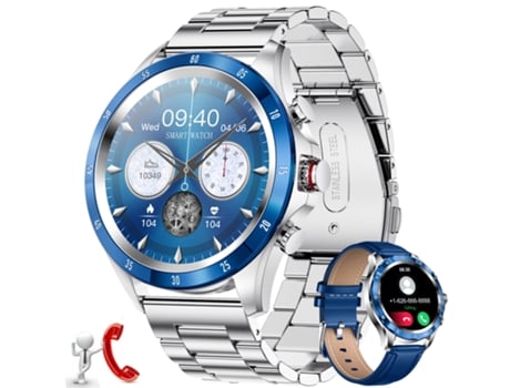 Smartwatch WEB2O 1.32'' HD Touch Screen Ip67 À Prova de Água para iOS e Android Prateado e Azul