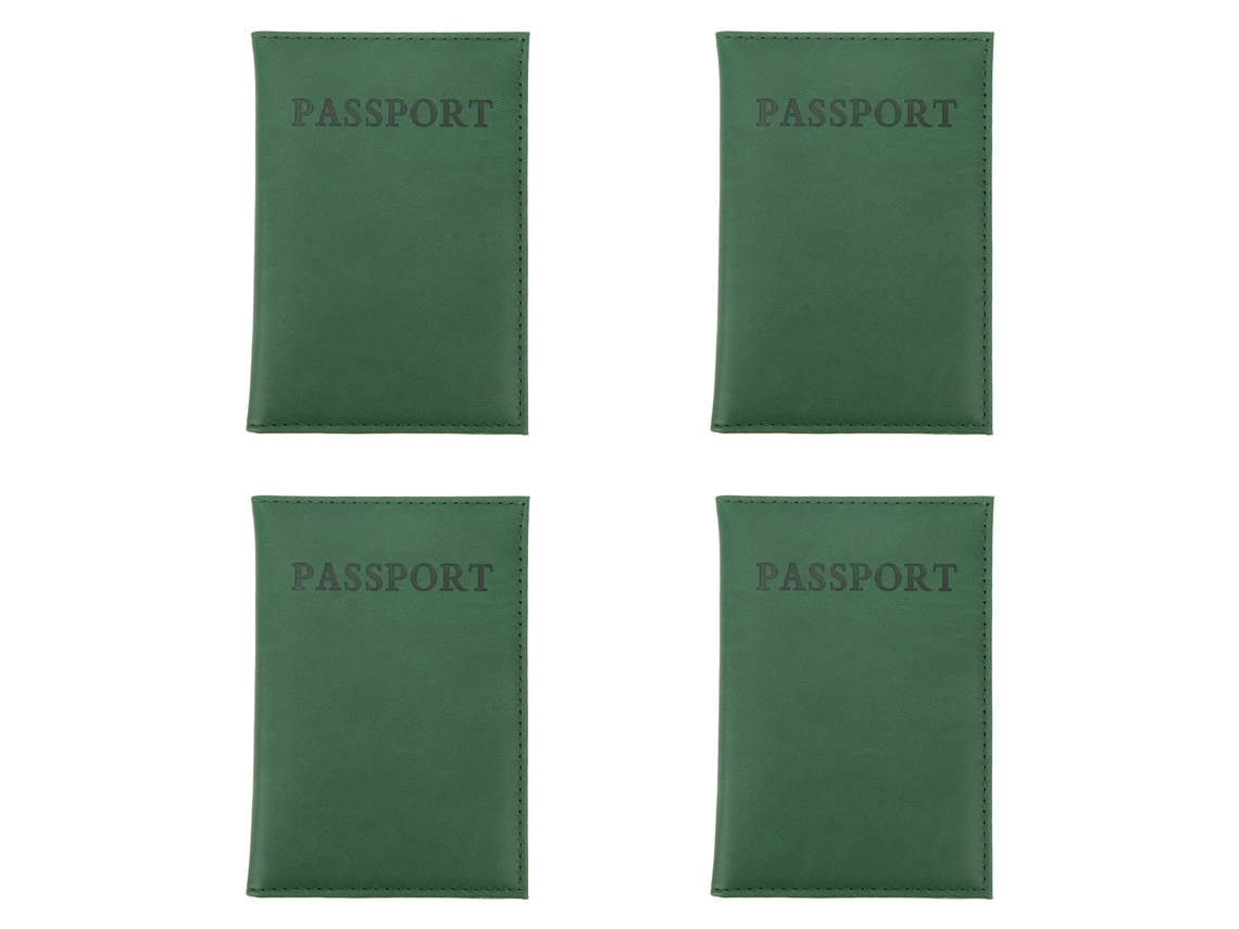 Conjunto de 4 Porta Passaportes em Couro PU Verde AQUAFORGE