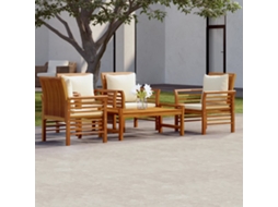 Vidaxl 5 Pcs Conjunto Lounge De Jardim C/ Almofadões Acácia Maciça