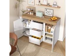 Cômoda 3 Gavetas 2 Portas Com Fechadura Branco+carvalho Quarto/sala