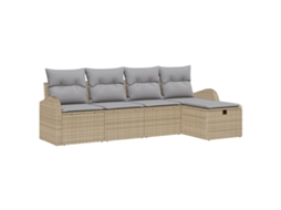Conjunto 5 Móveis De Jardim Vidaxl Bege Vime Pe (234 X 117 X 85 Cm)