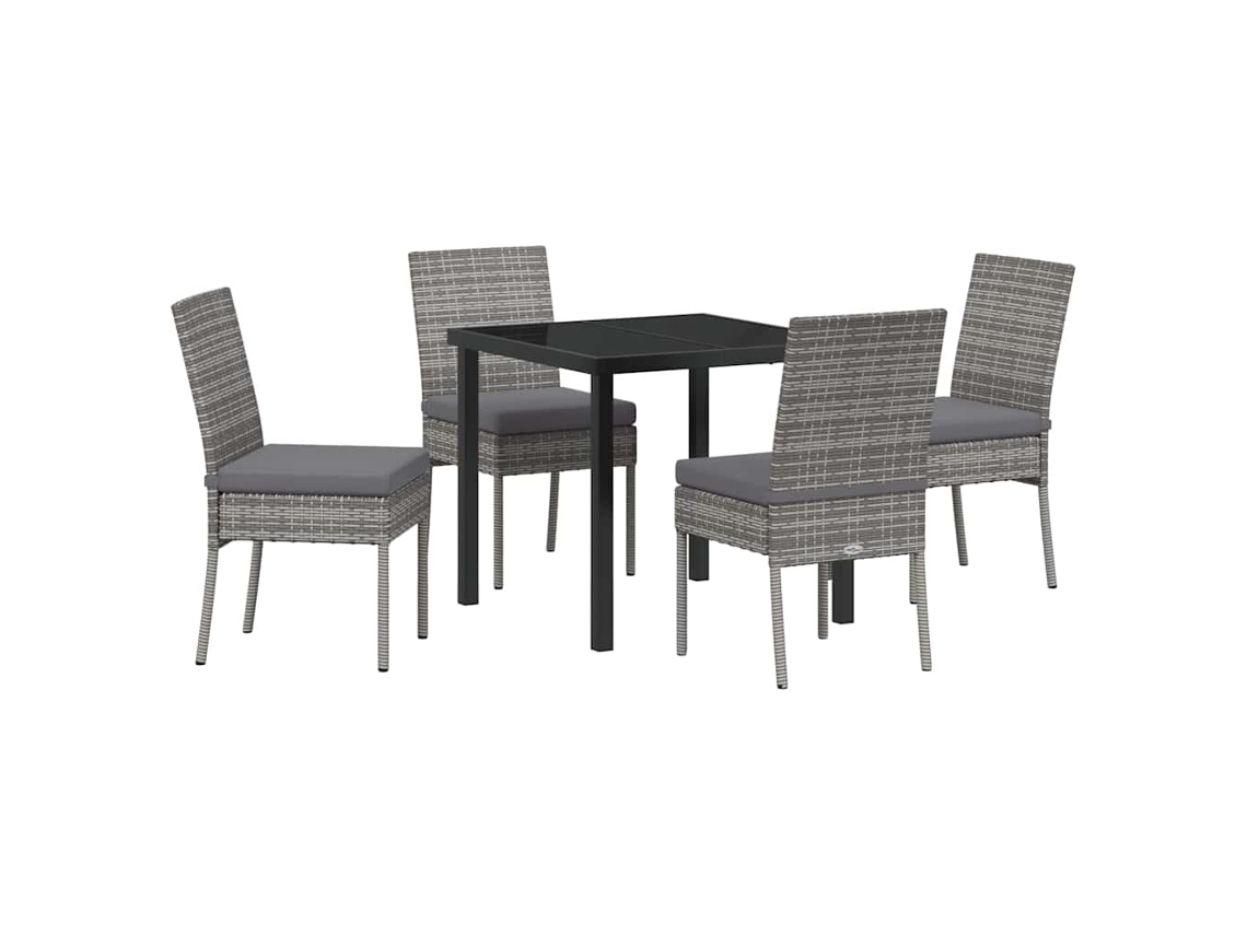 Conjunto de Jantar para Jardim 5 Pcs - Móveis de Jardim para Refeição Cinzeto Aço Revestido a Pó HARLANV1