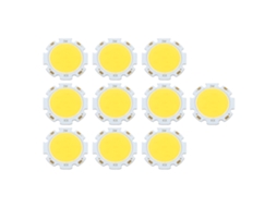10 Peças De Lâmpada Led Cob Redonda De Alta Potência 3w Branco Natural