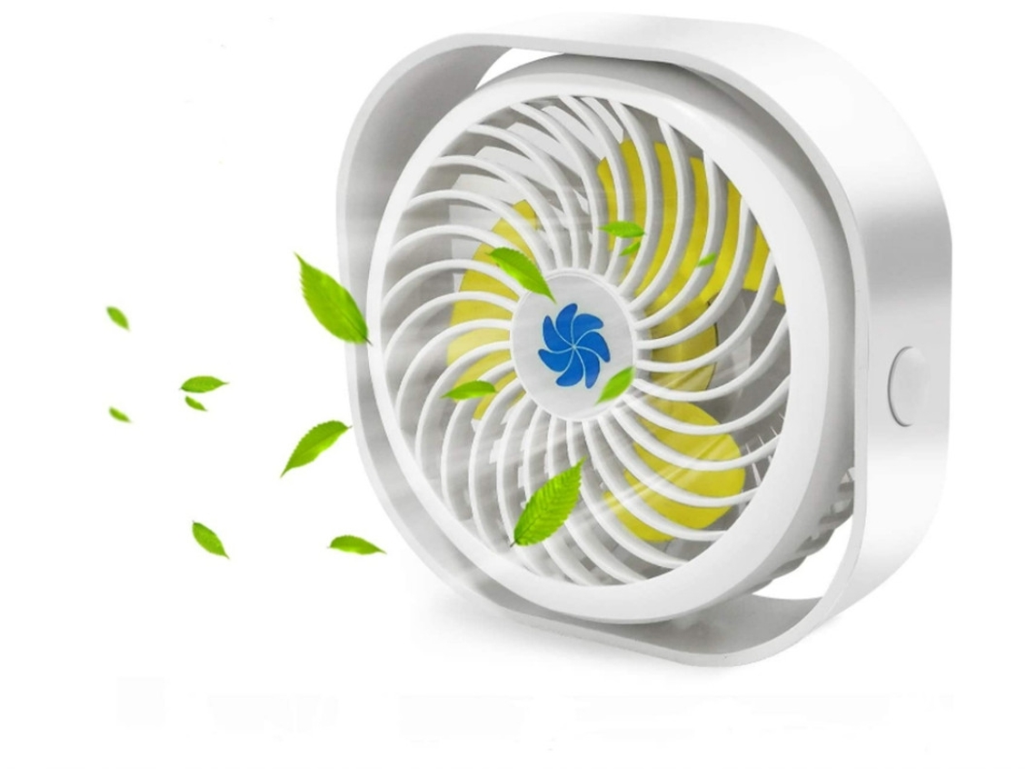 Mini Ventilador Mesa 2000mah 360° Giratório Branco Yizhood