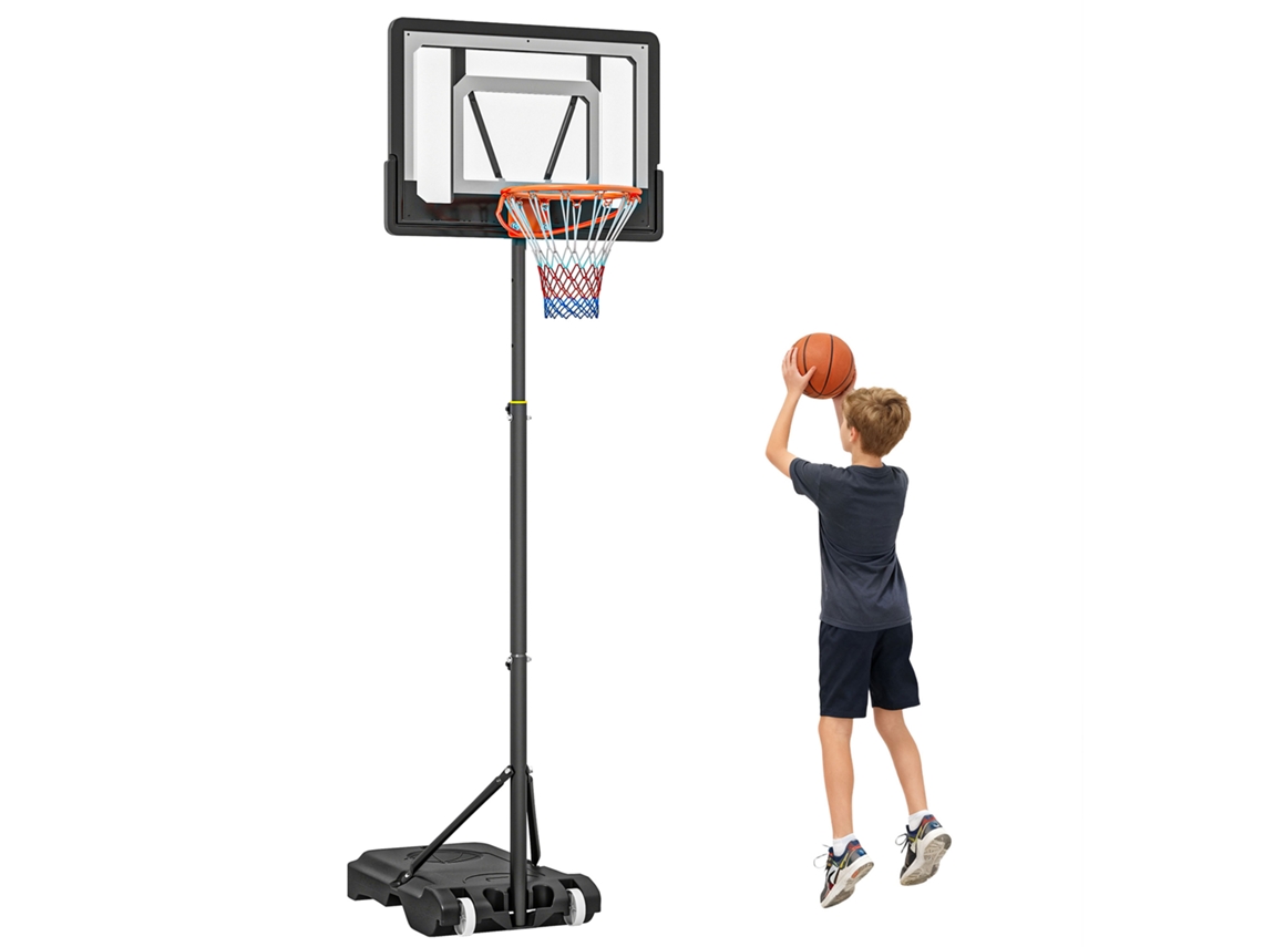 Cesta De Basquete Com Altura Ajustável De 206 A 260cm,com Rodas E Base Recarregável,preta.