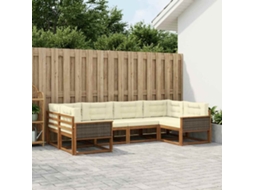 Vidaxl Conjunto De Sofás Para Exterior 6 Unid. Natural E Creme