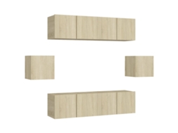 Tv Cabinet Set, Tv Cabinet Sets Vidaxl Marrom Madeira Processada (n/a)