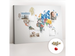 Quadro De Cortiça Com Impressão Mapa-múndi De Texto Para O Corredor Espelharte (100x70 Cm)