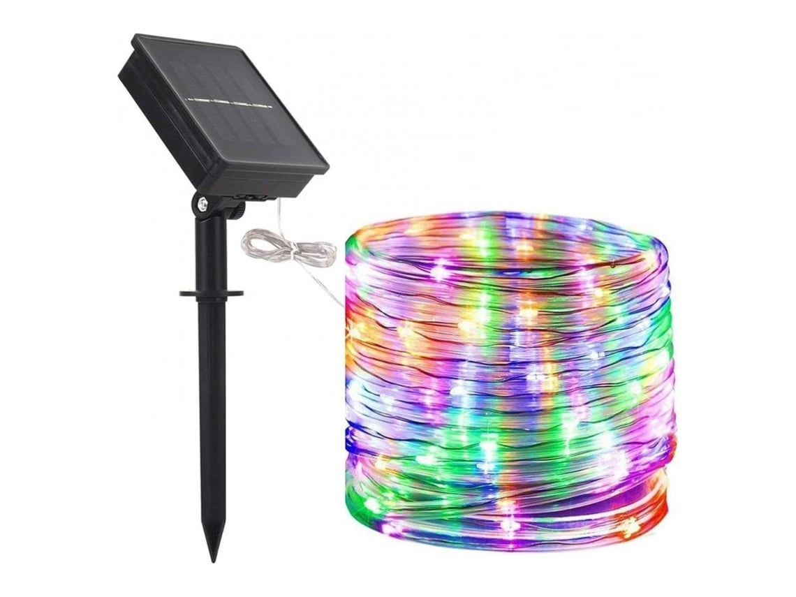Faixa De Luz L Solar À Prova D'água Com Mangueira De Luz E Painel Solar À Prova D'água. (7 Metros - 50 L Multicolor)*