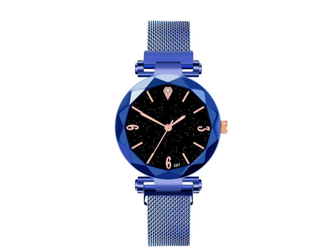 Relógio de pulso masculino Zhoulianfa com pulseira de malha, estilo casual moderno para negócios, azul.