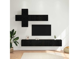 Vidaxl Conjunto De Móvel De Tv Montado Na Parede 7 Pcs Carvalho Preto