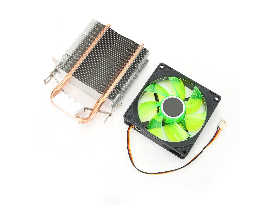 Cooler De Cpu Com 3 Pinos Para Amd 775/1155/intel Com 2 Tubos De Latão Verde