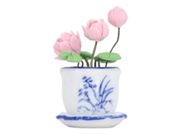 Mali miniatura de Flor em Vaso para Casinha de Bonecas 1:12 Exquisita para Decor e Role Play