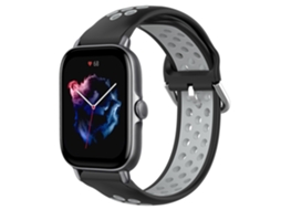 Bracelete de Smartwatch para Amazfit GTS 3 de silicone desportiva respirável perfurada de 20 mm (preto + cinza)