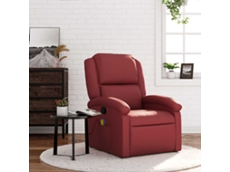 Vidaxl Poltrona Massagens Reclinável Couro Artificial Vermelho Tinto