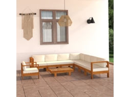 Vidaxl Conjunto De Lounge De Jardim Com 9 Peças E Almofadas 100x60 Cm Madeira De Acácia
